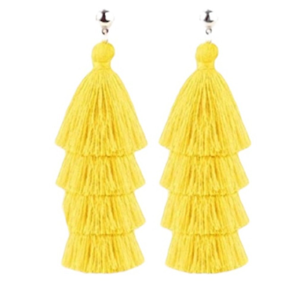 NEW•SOHO SUNSHINE YELLOW LONG FRINGE EARRINGS•NWT